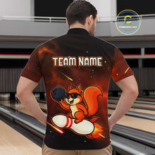 Load image into Gallery viewer, Orange &amp; Black Funny Squirrel Bowling Shirt for Men Bowling League Jersey Polo &amp; Quarter-Zip QZT879