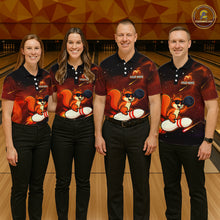 Load image into Gallery viewer, Orange &amp; Black Funny Squirrel Bowling Shirt for Men Bowling League Jersey Polo &amp; Quarter-Zip QZT879