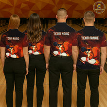 Load image into Gallery viewer, Orange &amp; Black Funny Squirrel Bowling Shirt for Men Bowling League Jersey Polo &amp; Quarter-Zip QZT879