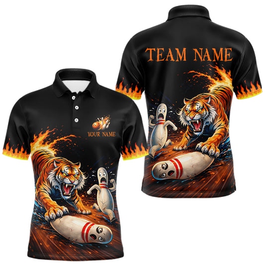 Personalized Tiger Bowling Shirt Orange Funny Bowling Team League Jersey for Men QZT832