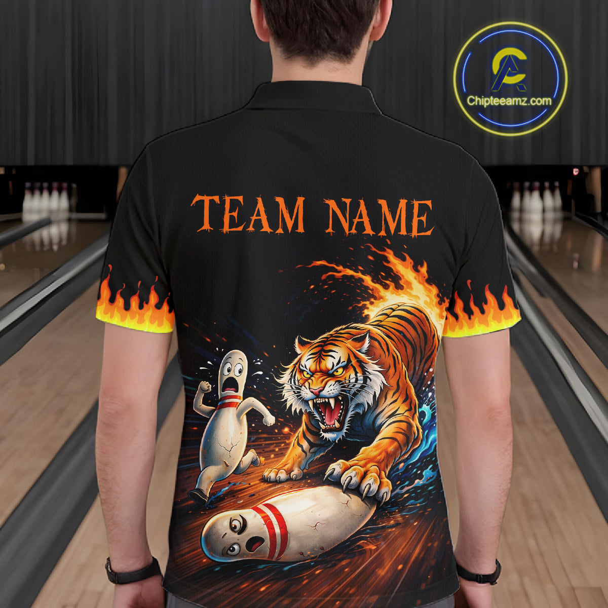 Personalized Tiger Bowling Shirt Orange Funny Bowling Team League Jersey for Men QZT832