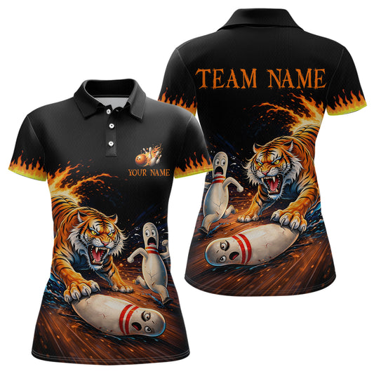 Personalized Tiger Bowling Shirt Orange Funny Bowling Team League Jersey for Women QZT832