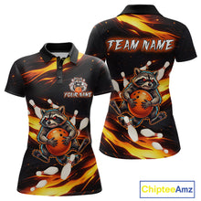 Load image into Gallery viewer, Custom Orange Funny Raccoon Bowling Shirt for Women Bowling Jersey Polo &amp; Quarter-Zip Bowling Outfit QZT969