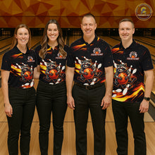 Load image into Gallery viewer, Custom Orange Funny Raccoon Bowling Shirt for Women Bowling Jersey Polo &amp; Quarter-Zip Bowling Outfit QZT969