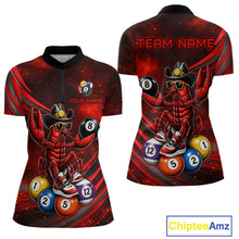 Load image into Gallery viewer, Customizable sports jersey with a crawfish design and customizable text on a red and black background.