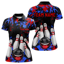 Load image into Gallery viewer, Red Blue Funny Bowling Team Shirt for Women Custom Bowling League Jersey Polo &amp; 1/4 Zip Bowler Outfit QZT781