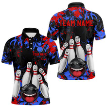 Load image into Gallery viewer, Red Blue Funny Bowling Team Shirt for Men Custom Bowling League Jersey Polo &amp; 1/4 Zip Bowler Outfit QZT781