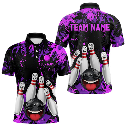 Purple Funny Bowling Team Shirt for Men Custom Bowling League Jersey Polo & 1/4 Zip Bowler Outfit QZT781