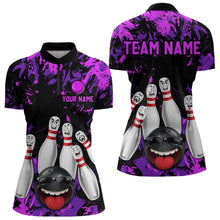 Load image into Gallery viewer, Purple Funny Bowling Team Shirt for Women Custom Bowling League Jersey Polo &amp; 1/4 Zip Bowler Outfit QZT781