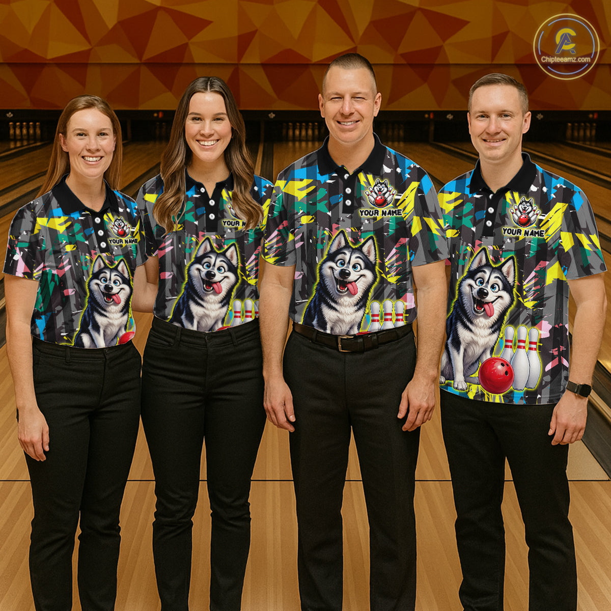 Funny Husky Bowling Shirt for Men Custom Bowling Team Jersey Bowling Outfit Polo & Quarter-Zip QZT971