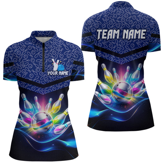Personalized Bowling Team Shirt for Women  Polo & 1/4 Zip Bowling Jersey League QZT839