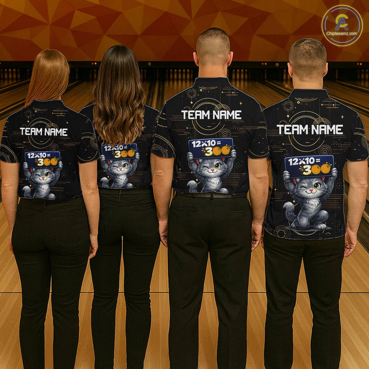Custom Funny Cat Bowling Math Shirt Polo & 1/4-Zip Bowling League Jersey Bowling Outfit for Men QZT927