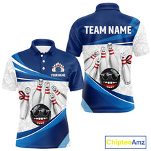 Load image into Gallery viewer, Blue Funny Bowling Shirt Custom Pattern Bowling Team Jersey Polo &amp; 1/4-Zip Bowling Gift for Men QZT930