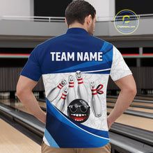 Load image into Gallery viewer, Blue Funny Bowling Shirt Custom Pattern Bowling Team Jersey Polo &amp; 1/4-Zip Bowling Gift for Men QZT930