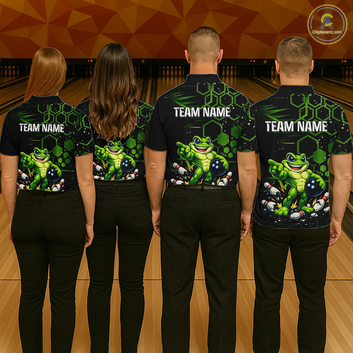 Custom Funny Green Frog Bowling Team Jersey Ugly Bowling Shirt for Men Polo & Quarter-Zip QZT844