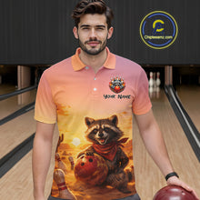 Load image into Gallery viewer, Custom Sunset Raccoon Bowling Team Shirt for Men Bowling Jesey Polo &amp; Quarter-Zip Bowling Outfit QZT977