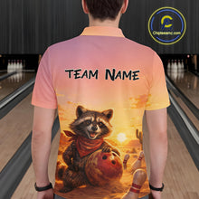 Load image into Gallery viewer, Custom Sunset Raccoon Bowling Team Shirt for Men Bowling Jesey Polo &amp; Quarter-Zip Bowling Outfit QZT977