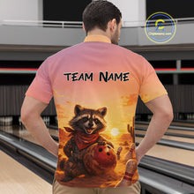 Load image into Gallery viewer, Custom Sunset Raccoon Bowling Team Shirt for Men Bowling Jesey Polo &amp; Quarter-Zip Bowling Outfit QZT977