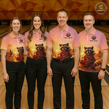 Load image into Gallery viewer, Custom Sunset Raccoon Bowling Team Shirt for Men Bowling Jesey Polo &amp; Quarter-Zip Bowling Outfit QZT977