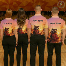 Load image into Gallery viewer, Custom Sunset Raccoon Bowling Team Shirt for Men Bowling Jesey Polo &amp; Quarter-Zip Bowling Outfit QZT977