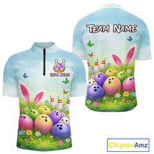 Load image into Gallery viewer, Funny Easter Bowling Shirt Custom Bowling Team Jersey for Men Bowling Outfit Polo &amp; 1/4 Zip QZT979