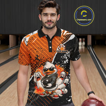 Load image into Gallery viewer, Custom Orange Funny Duck Bowling Team Shirt for Men Bowling League Jersey Polo &amp; Quarter-Zip QZT895