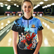 Load image into Gallery viewer, Custom Funny Crawfish Bowling Team Jersey for Women Bowling Shirt Polo &amp; 1/4 Zip QZT1015