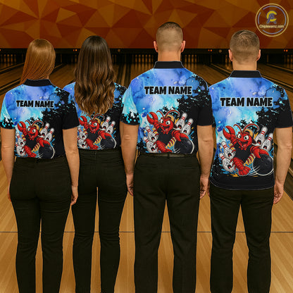 Custom Funny Crawfish Bowling Team Jersey for Men Bowling Shirt Polo & 1/4 Zip QZT1015