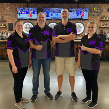 Load image into Gallery viewer, Personalized Purple Dart Team Shirt for Men Custom Dart Jersey Polo &amp; 1/4-Zip Dartboard Outfit DHT16