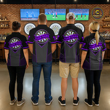 Load image into Gallery viewer, Personalized Purple Dart Team Shirt for Men Custom Dart Jersey Polo &amp; 1/4-Zip Dartboard Outfit DHT16