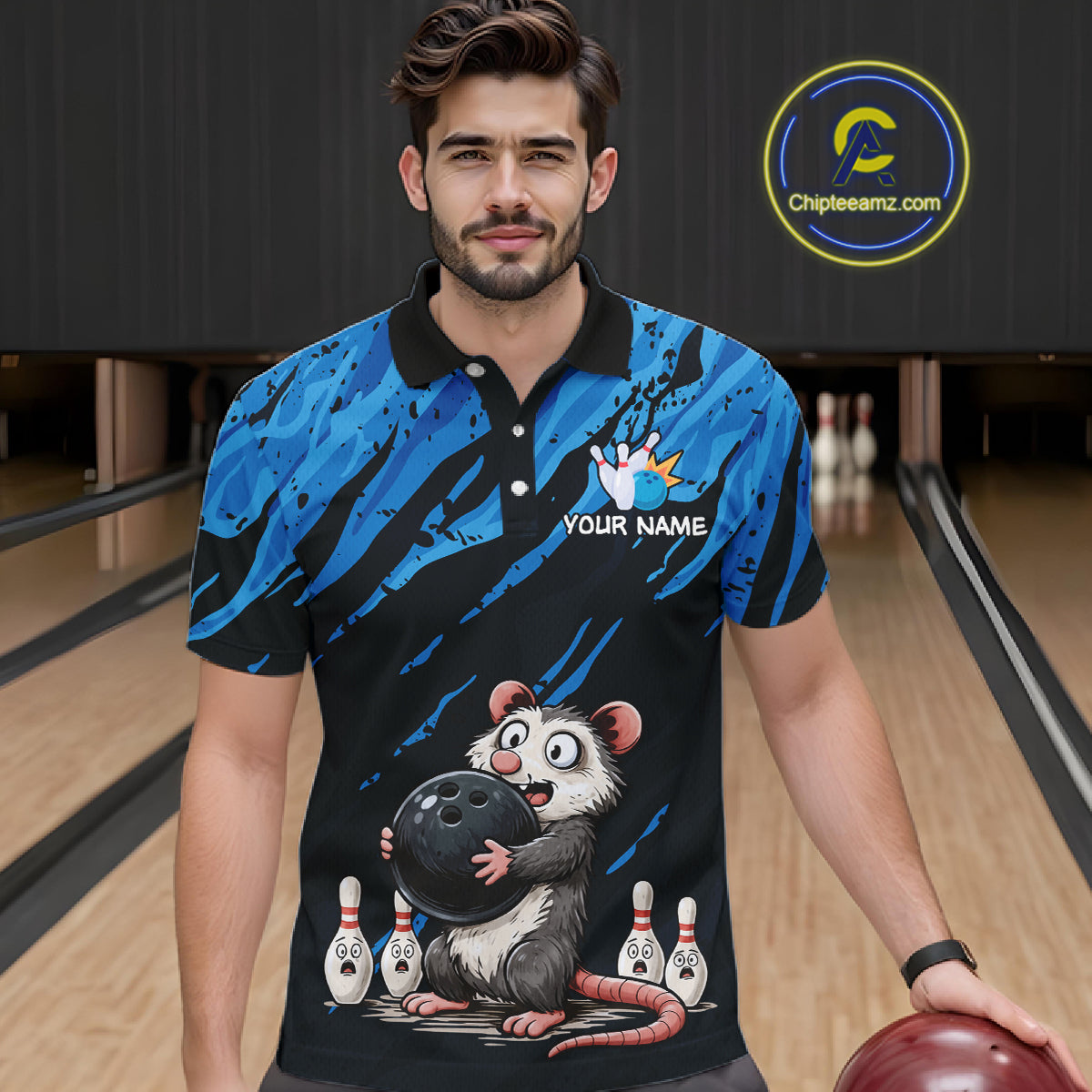 Custom Funny Opossum Bowling Team Jersey Ugly Bowling Shirt League for Men Bowling Gift QZT846