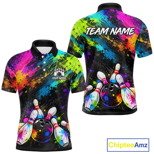 Custom Funny Colorful Bowling Shirt for Men, Bowling League Jersey, Bowling Outfit QZT1206