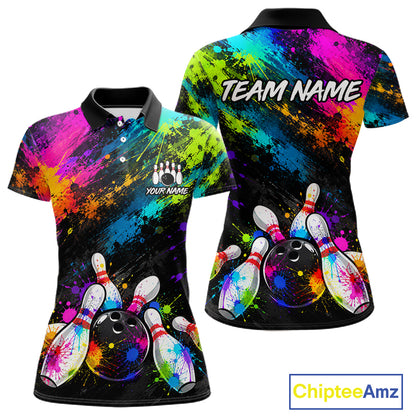 Custom Funny Colorful Bowling Shirt for Women, Bowling League Jersey, Bowling Outfit QZT1206