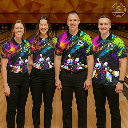 Custom Funny Colorful Bowling Shirt for Women, Bowling League Jersey, Bowling Outfit QZT1206