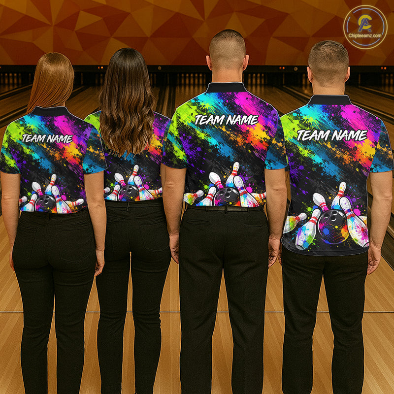 Custom Funny Colorful Bowling Shirt for Women, Bowling League Jersey, Bowling Outfit QZT1206