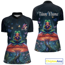 Load image into Gallery viewer, Custom Zen Frog Bowling Shirt for Women Meditation Style Bowling Jersey Polo &amp; 1/4-Zip QZT991