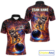 Load image into Gallery viewer, Custom Galaxy Funny Cat Bowling Shirt for Men Bowling League Jersey Polo &amp; Quarter-Zip Bowling Outfit QZT917