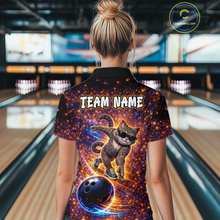 Load image into Gallery viewer, Custom Galaxy Funny Cat Bowling Shirt for Women Bowling League Jersey Polo &amp; Quarter-Zip Bowling Outfit QZT917
