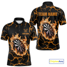Load image into Gallery viewer, Custom Orange Flame Dart Shirt for Men Dart Jersey for Team Dart Gift Polo &amp; 1/4 Zip DHT7