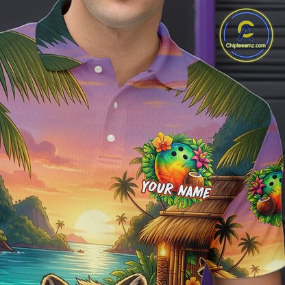 Floral Raccoon Bowling Shirt for Men Custom Bowling Team Jersey Polo & Quarter-Zip QZT993