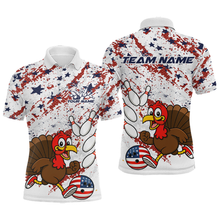 Load image into Gallery viewer, American Funny Turkey Bowling Team Shirt for Men Custom Bowling Jersey Polo Thanksgiving Bowling Outfit QZT775