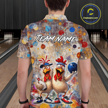 Load image into Gallery viewer, Custom Funny Chicken Bowling Team Shirt for Men Colorful Bowling Buddy Shirt Polo &amp; 1/4 Bowling Outfit QZT955