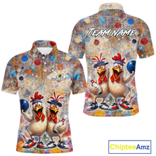 Load image into Gallery viewer, Custom Funny Chicken Bowling Team Shirt for Men Colorful Bowling Buddy Shirt Polo &amp; 1/4 Bowling Outfit QZT955
