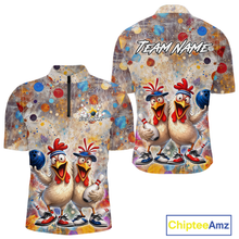 Load image into Gallery viewer, Custom Funny Chicken Bowling Team Shirt for Men Colorful Bowling Buddy Shirt Polo &amp; 1/4 Bowling Outfit QZT955