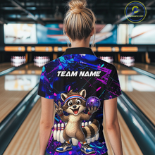 Load image into Gallery viewer, Custom Neon Funny Raccoon Bowling Team Jersey for Women Bowling Shirt Bowling Tournament Polo &amp; 1/4-Zip QZT957