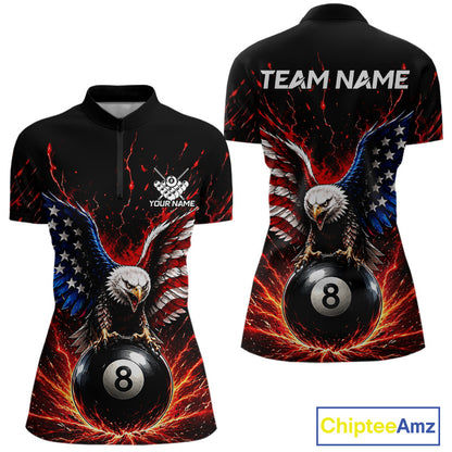 Quarter-zip jersey with eagle and 8-ball design on front and back, featuring 'Chiptee Amz' branding.