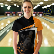 Load image into Gallery viewer, Custom Orange Funny Bowling Pin Shirt for Women Bowling Team League Jersey Bowling Outfit QZT817