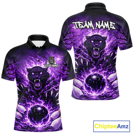 Custom Panther Bowling Shirt for Men Bowling Team Jersey Bowling Outfit Polo & Quarter-Zip QZT970