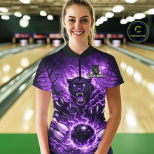 Load image into Gallery viewer, Custom Panther Bowling Shirt for Women Bowling Team Jersey Bowling Outfit Polo &amp; Quarter-Zip QZT970