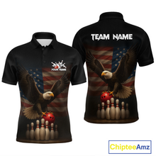 Load image into Gallery viewer, Custom Custom American Eagle Bowling Shirt for Men Polo &amp; Quarter-Zip Bowling Jersey Bowling Outfit QZT779